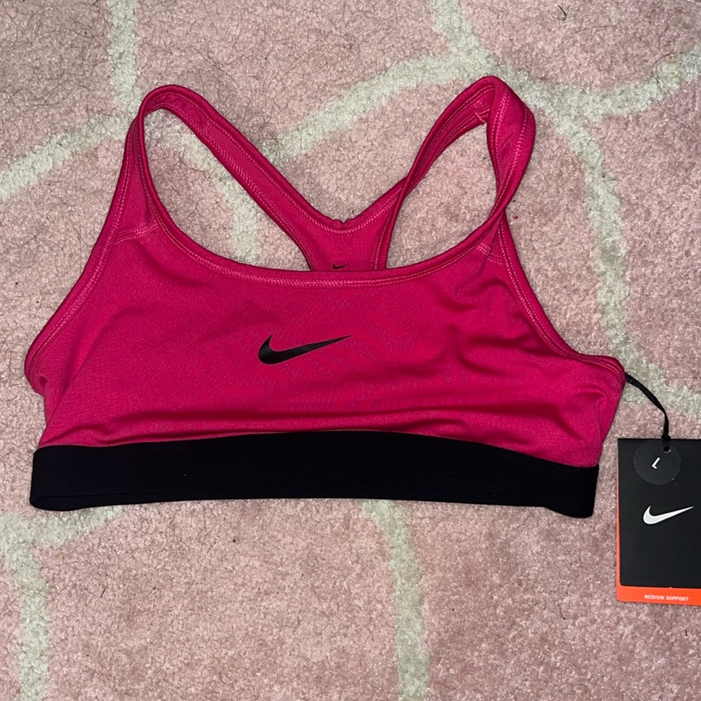 Nike Pink Girls Large Sports Bra and Extra Large Bicycle Shorts - Picture 2 of 6
